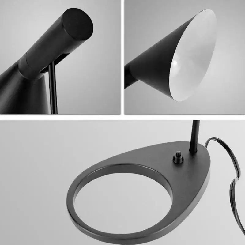 Minimalist black matte finish industrial iron table lamp decorbites industrial iron with conical shade and oval base
