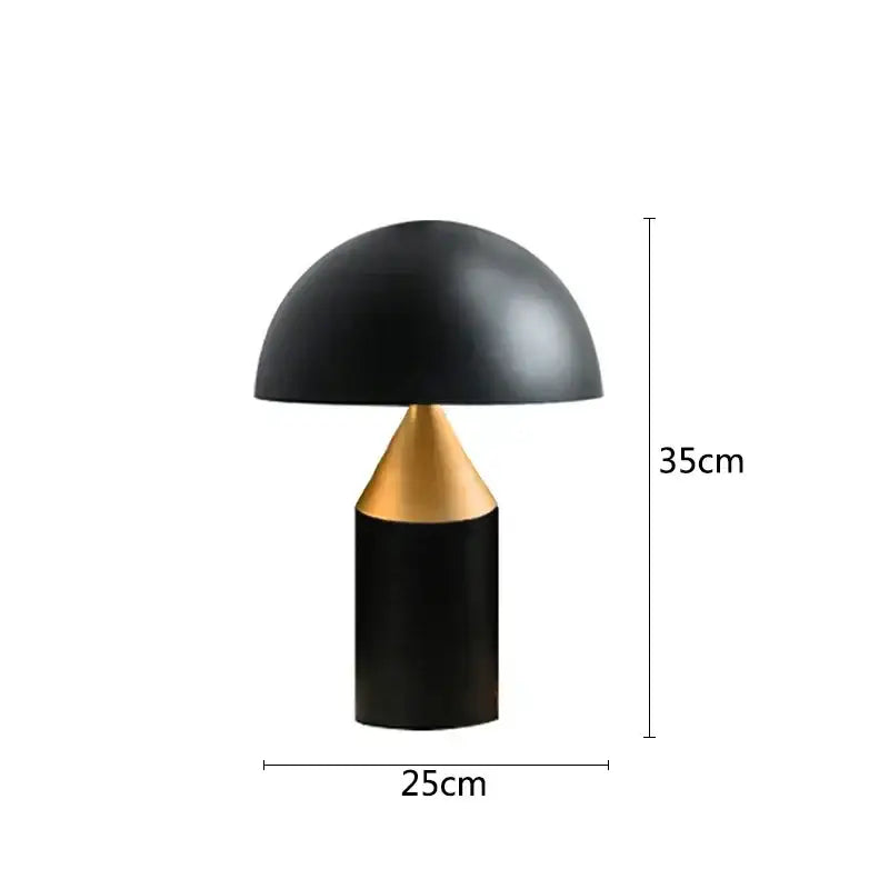 Minimalist black and gold iron mushroom table lamp with matte finish ideal for bedroom lighting decorbites iron mushroom table