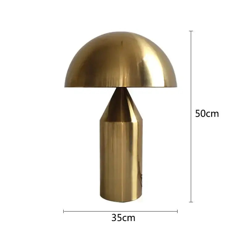 Brass minimalist mushroom table lamp with sleek modern design for bedroom lighting decorbites iron mushroom table