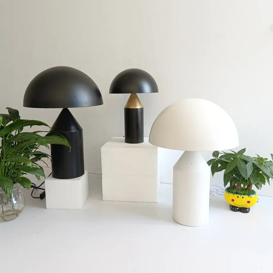 Black and white matte finish decorbites iron mushroom table lamps ideal for minimalist bedroom lighting decor