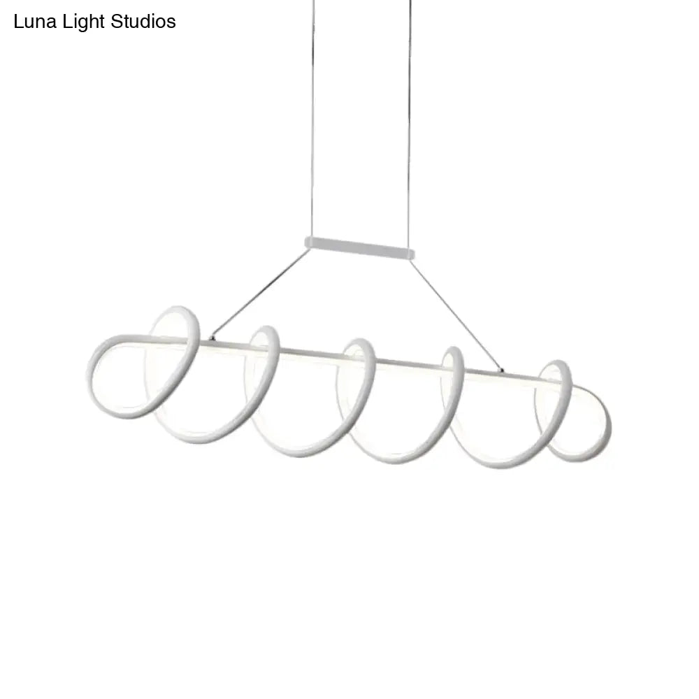 Lámpara de techo LED minimalista en blanco y negro DecorBites™ para comedor: Iluminación de isla metálica retorcida