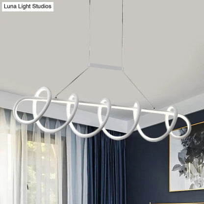 Lámpara de techo LED minimalista en blanco y negro DecorBites™ para comedor: Iluminación de isla metálica retorcida