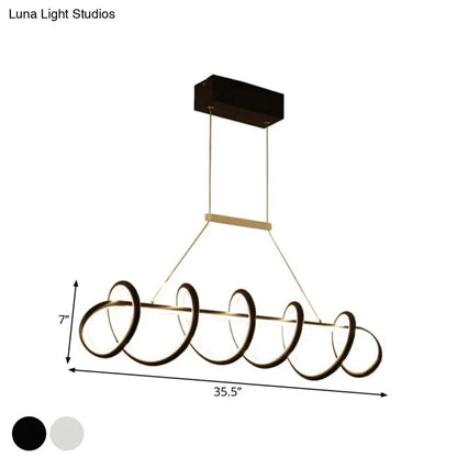Lámpara de techo LED minimalista en blanco y negro DecorBites™ para comedor: Iluminación de isla metálica retorcida