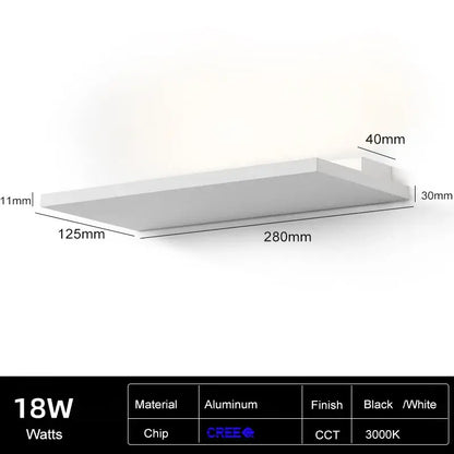 Minimalist white rectangular led wall light with aluminum construction for bedroom and living room decorbites led wall light