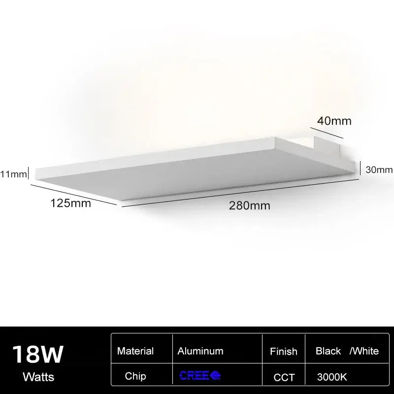 Minimalist white rectangular led wall light with aluminum construction for bedroom and living room decorbites led wall light