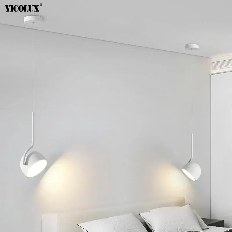 Minimalist black and white modern pendant light with sleek adjustable white yicolux heads for dining room use