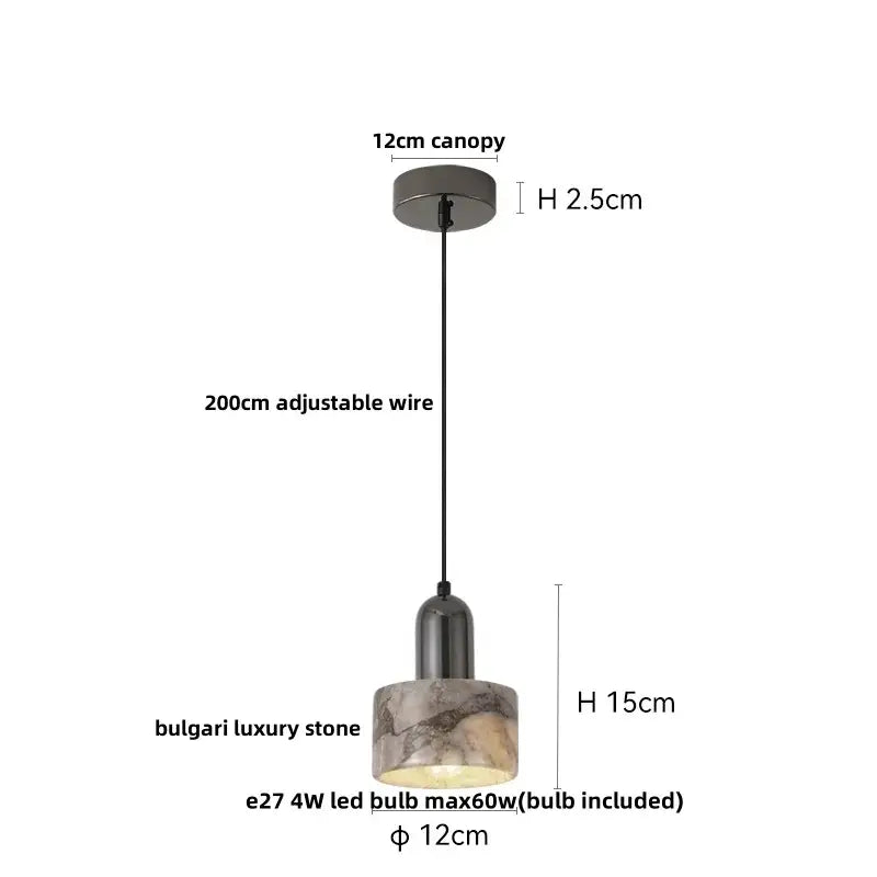 A minimalist pendant light with a black canopy, adjustable wire, and Bulgari stone shade for dining room decorbites copper yellow