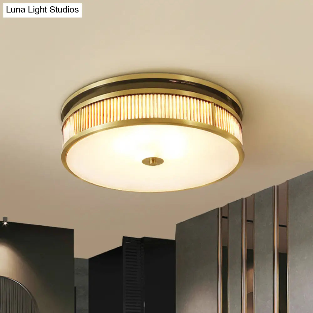 DecorBites™ DecorBites™ Minimalist Brass Ceiling Flush Mount Lamp with Opal Glass Shade - 4 Lights for Great Room