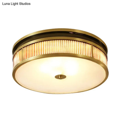 DecorBites™ DecorBites™ Minimalist Brass Ceiling Flush Mount Lamp with Opal Glass Shade - 4 Lights for Great Room