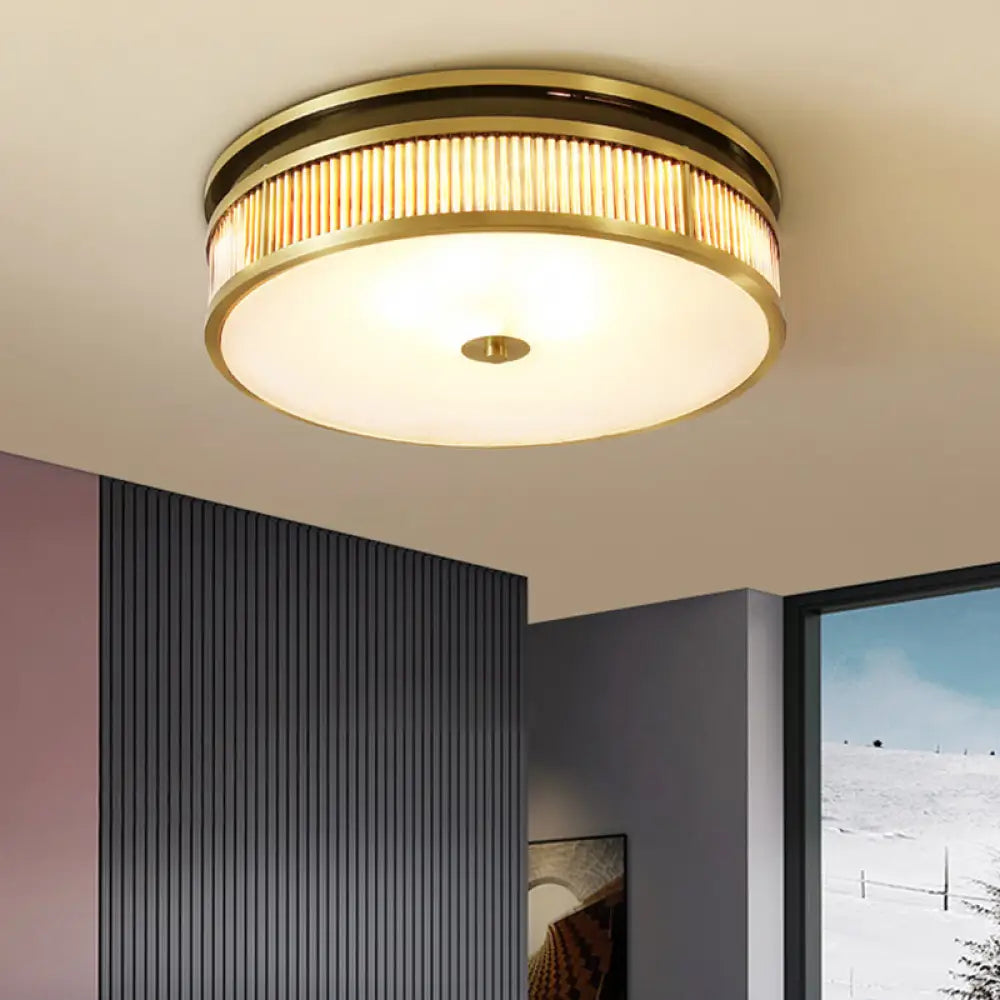 DecorBites™ DecorBites™ Minimalist Brass Ceiling Flush Mount Lamp with Opal Glass Shade - 4 Lights for Great Room