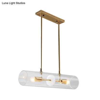 Lámpara colgante minimalista DecorBites™ con acabado en latón y tubos de vidrio transparente - Lámpara de techo suspendida