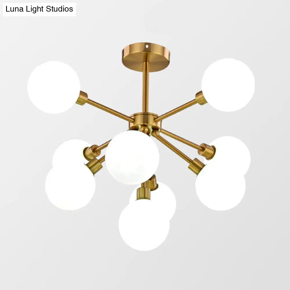 DecorBites™ DecorBites™ Minimalist Brass Flush Mount Chandelier with White/Smoke Gray Glass – 7/9/10 Lights