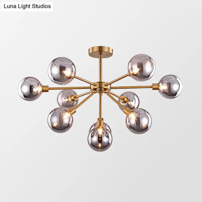 DecorBites™ DecorBites™ Minimalist Brass Flush Mount Chandelier with White/Smoke Gray Glass – 7/9/10 Lights