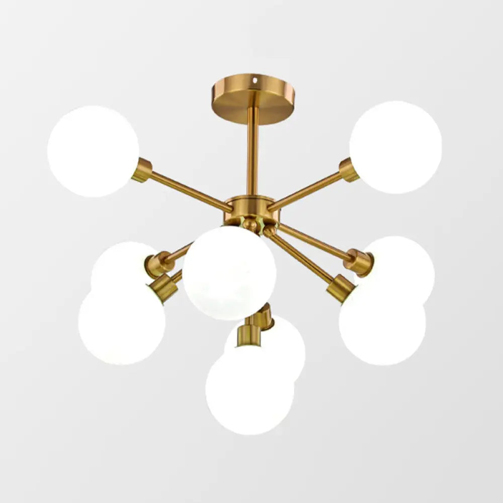 DecorBites™ DecorBites™ Minimalist Brass Flush Mount Chandelier with White/Smoke Gray Glass – 7/9/10 Lights