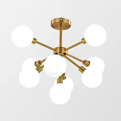DecorBites™ DecorBites™ Minimalist Brass Flush Mount Chandelier with White/Smoke Gray Glass – 7/9/10 Lights