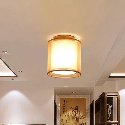 DecorBites™ DecorBites™ Minimalist Brass Flushmount Ceiling Light with Fabric Shade