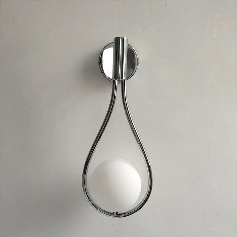 Minimalist chrome finish teardrop wall sconce with frosted glass globe brass glass ball wall decorbites brass glass