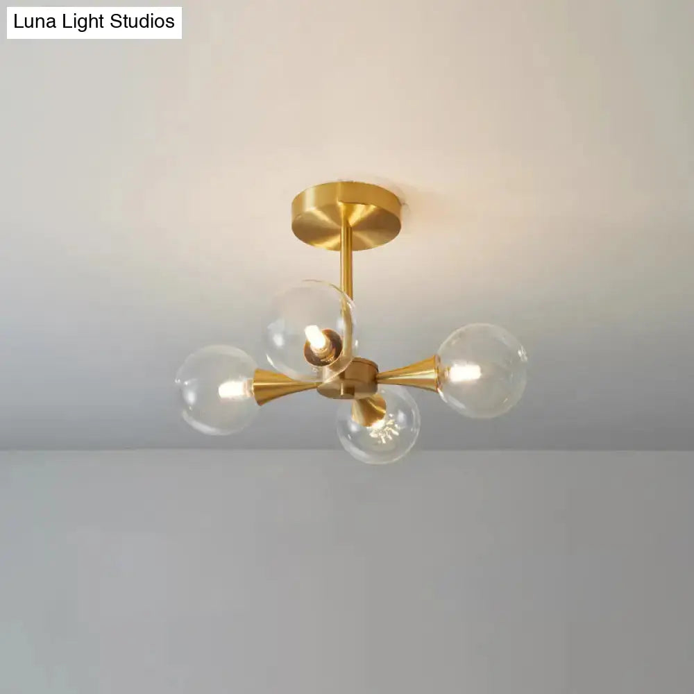 DecorBites™ DecorBites™ Minimalist Brass Globe LED Ceiling Lamp for Bedroom - Close to Ceiling Light Fixture