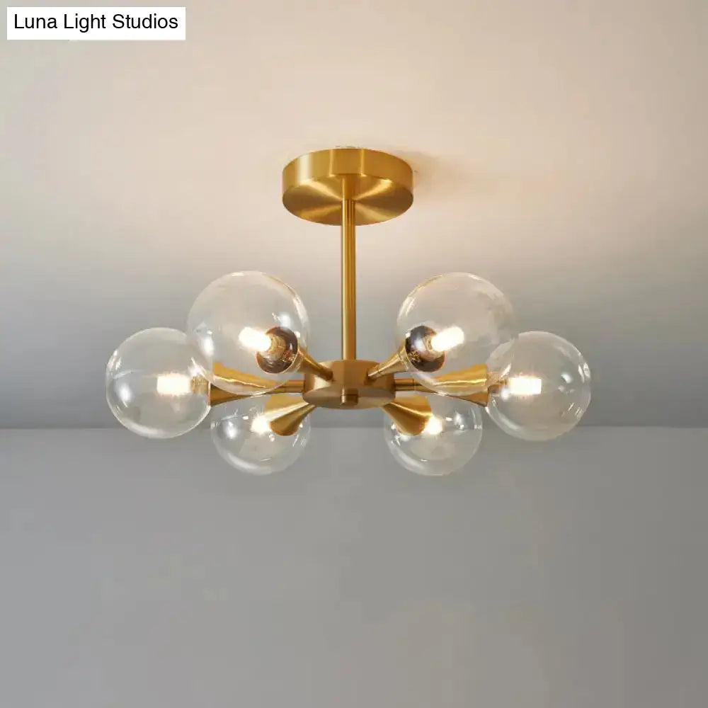 DecorBites™ DecorBites™ Minimalist Brass Globe LED Ceiling Lamp for Bedroom - Close to Ceiling Light Fixture