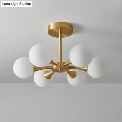 DecorBites™ DecorBites™ Minimalist Brass Globe LED Ceiling Lamp for Bedroom - Close to Ceiling Light Fixture