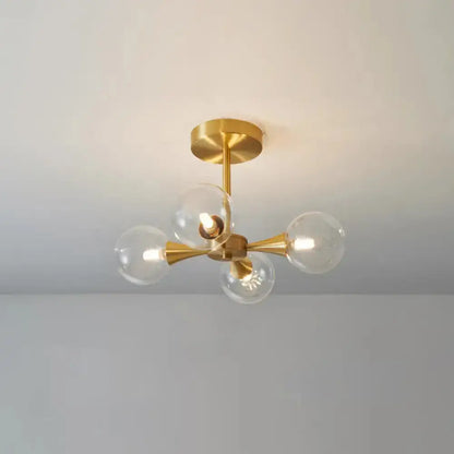 DecorBites™ DecorBites™ Minimalist Brass Globe LED Ceiling Lamp for Bedroom - Close to Ceiling Light Fixture