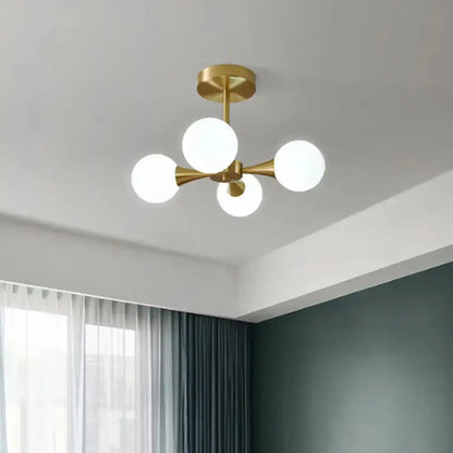DecorBites™ DecorBites™ Minimalist Brass Globe LED Ceiling Lamp for Bedroom - Close to Ceiling Light Fixture
