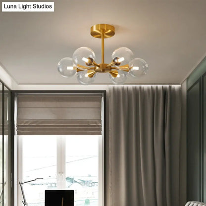 DecorBites™ DecorBites™ Minimalist Brass Globe LED Ceiling Lamp for Bedroom - Close to Ceiling Light Fixture