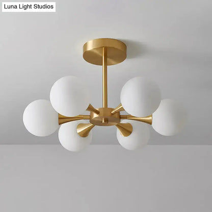 DecorBites™ DecorBites™ Minimalist Brass Globe LED Ceiling Lamp for Bedroom - Close to Ceiling Light Fixture