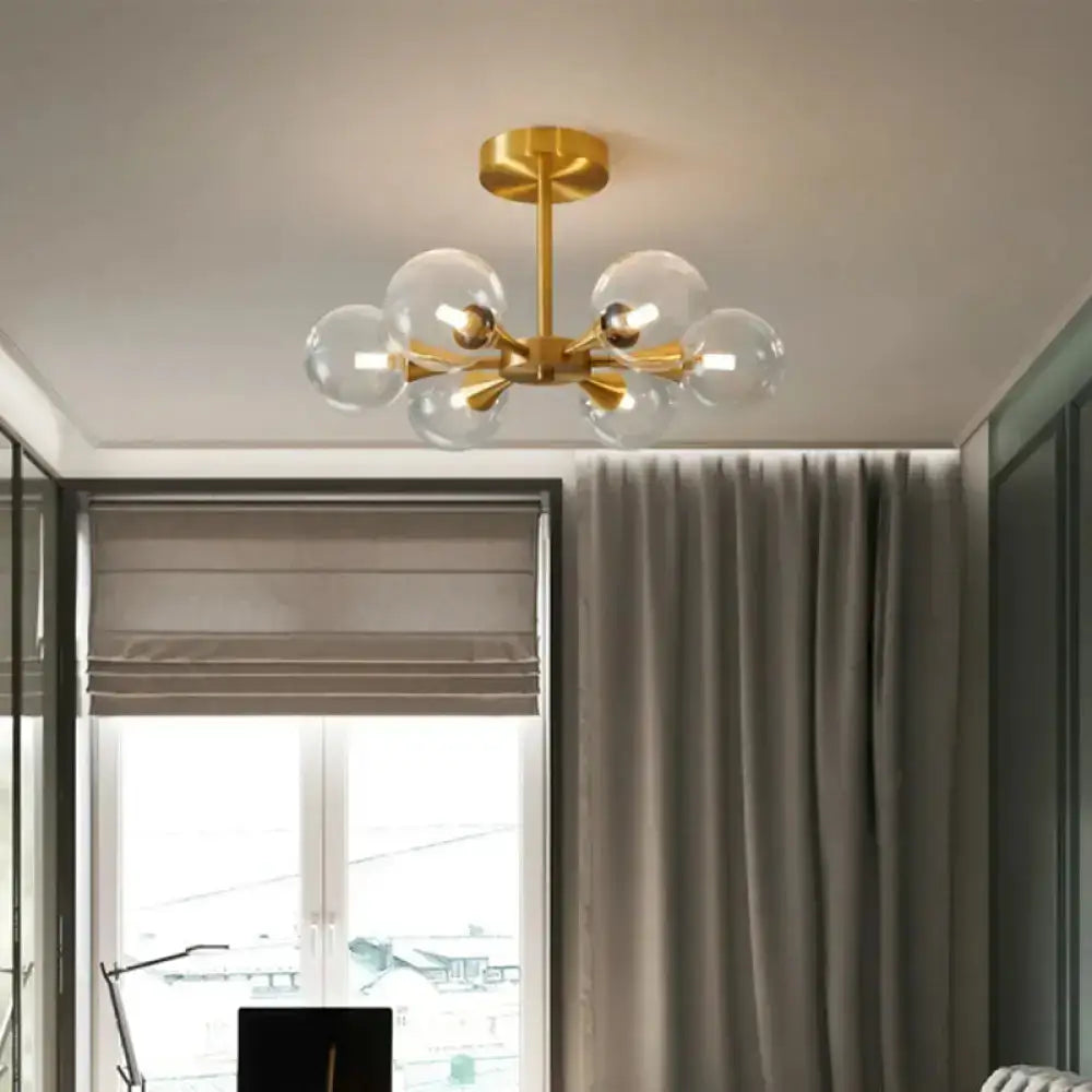 DecorBites™ DecorBites™ Minimalist Brass Globe LED Ceiling Lamp for Bedroom - Close to Ceiling Light Fixture