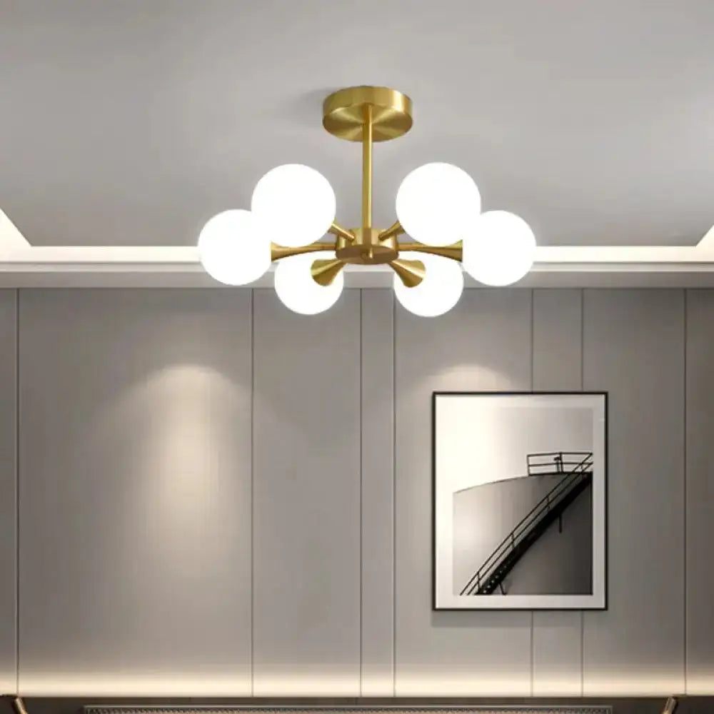 DecorBites™ DecorBites™ Minimalist Brass Globe LED Ceiling Lamp for Bedroom - Close to Ceiling Light Fixture