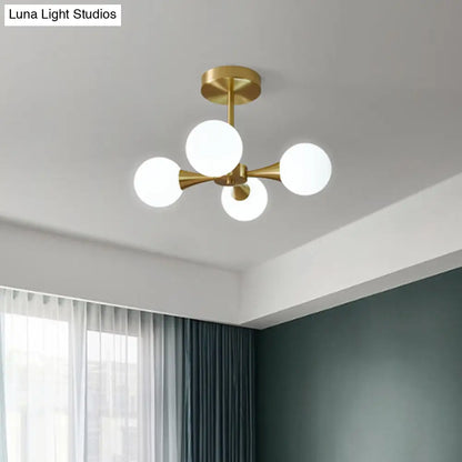 DecorBites™ DecorBites™ Minimalist Brass Globe LED Ceiling Lamp for Bedroom - Close to Ceiling Light Fixture