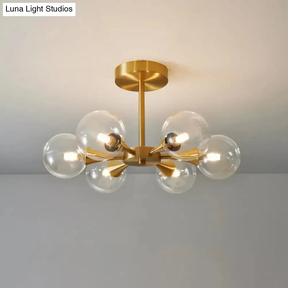 DecorBites™ DecorBites™ Minimalist Brass Globe LED Ceiling Lamp for Bedroom - Close to Ceiling Light Fixture