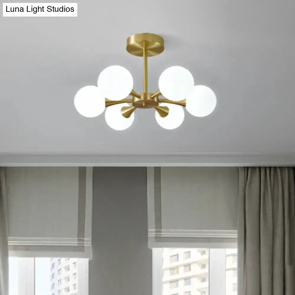 DecorBites™ DecorBites™ Minimalist Brass Globe LED Ceiling Lamp for Bedroom - Close to Ceiling Light Fixture