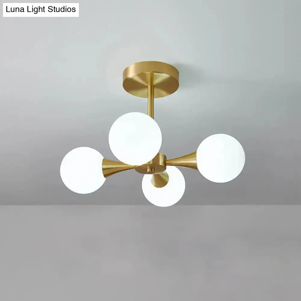 DecorBites™ DecorBites™ Minimalist Brass Globe LED Ceiling Lamp for Bedroom - Close to Ceiling Light Fixture