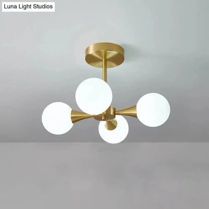 DecorBites™ DecorBites™ Minimalist Brass Globe LED Ceiling Lamp for Bedroom - Close to Ceiling Light Fixture