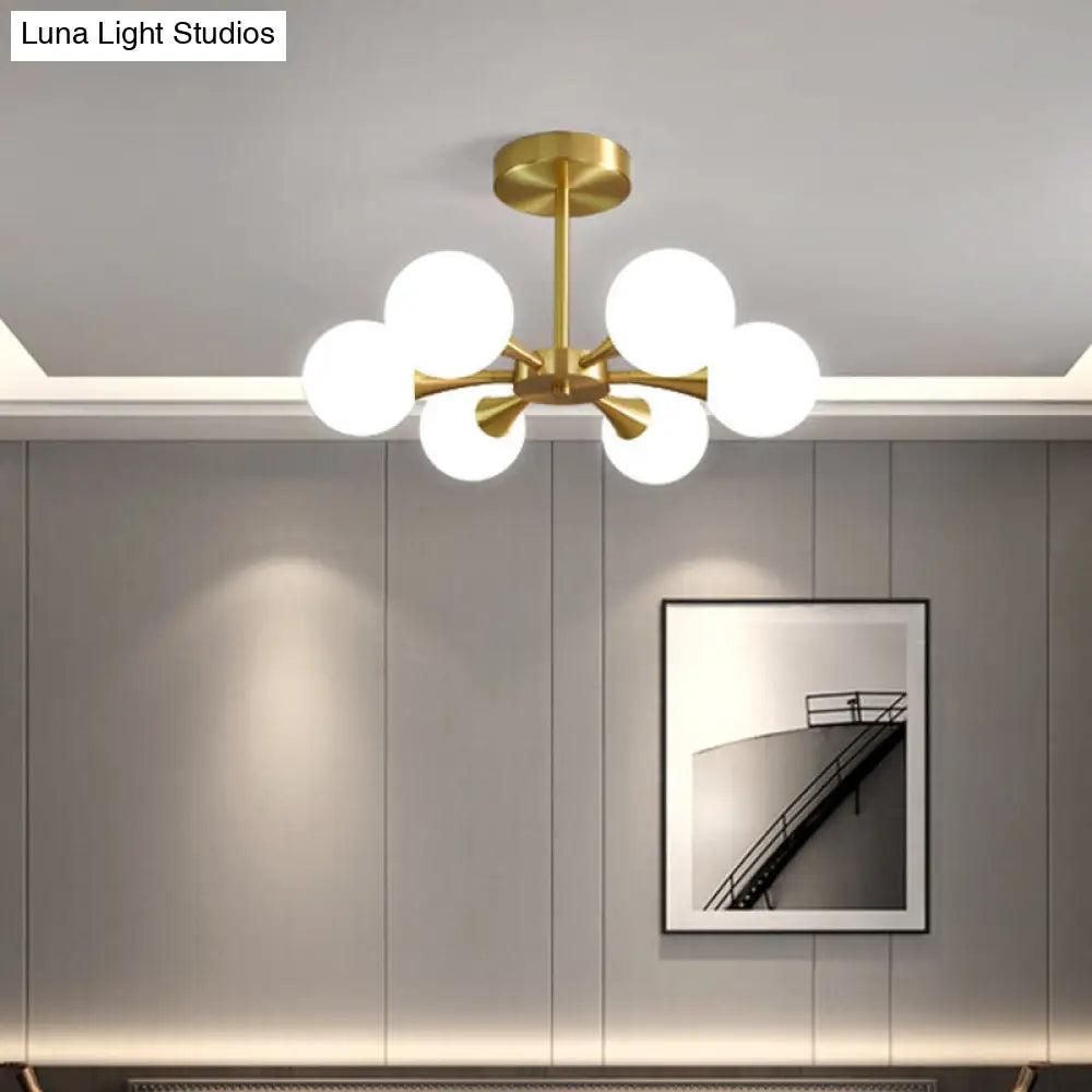 DecorBites™ DecorBites™ Minimalist Brass Globe LED Ceiling Lamp for Bedroom - Close to Ceiling Light Fixture