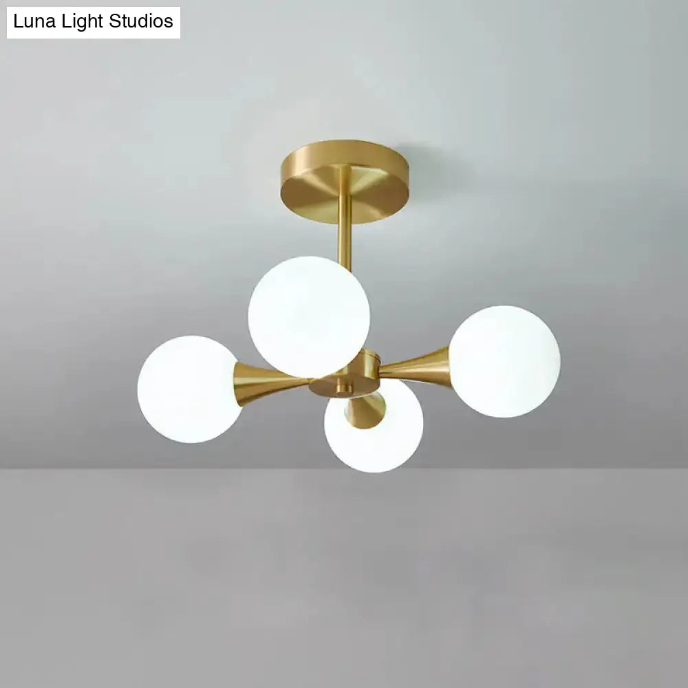 DecorBites™ DecorBites™ Minimalist Brass Globe LED Ceiling Lamp for Bedroom - Close to Ceiling Light Fixture
