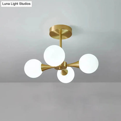 DecorBites™ DecorBites™ Minimalist Brass Globe LED Ceiling Lamp for Bedroom - Close to Ceiling Light Fixture