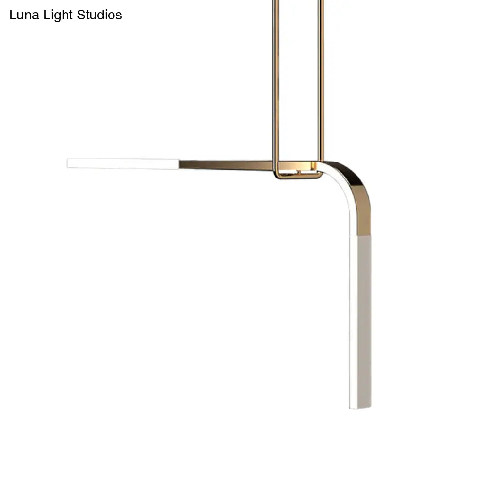 Minimalist Brass LED Pendant Lamp for Dining Table with Metallic Bend