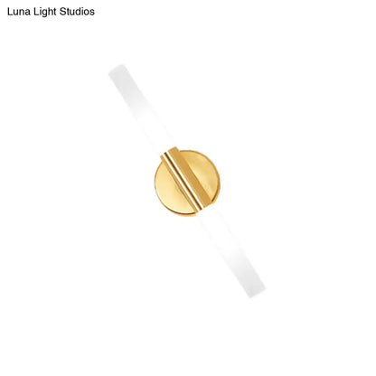 DecorBites™ DecorBites™ Minimalist Brass LED Wall Sconce with White Glass Tubular Design