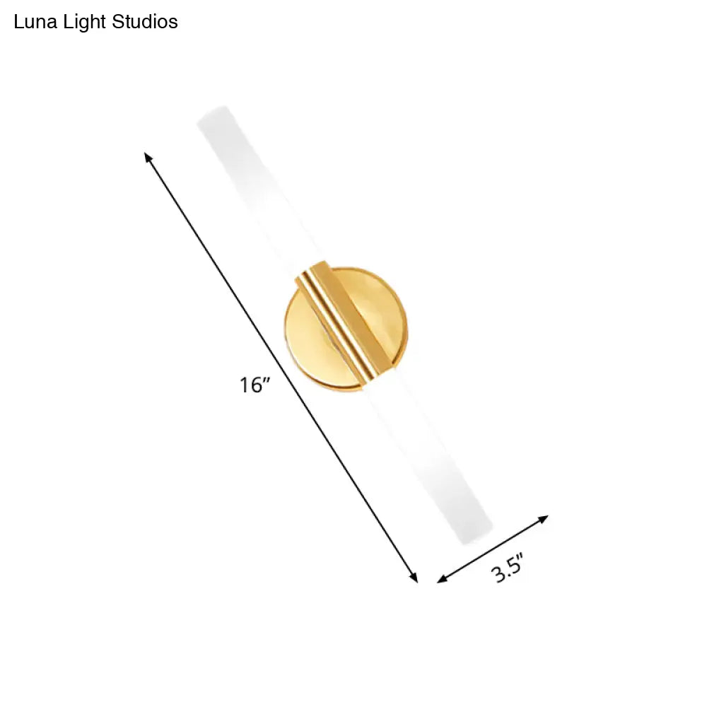 DecorBites™ DecorBites™ Minimalist Brass LED Wall Sconce with White Glass Tubular Design