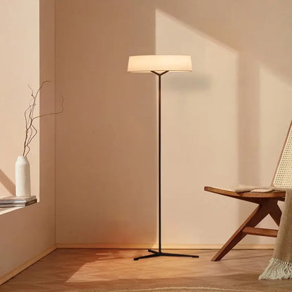 Modern black metal floor lamp with soft white fabric shade minimalist bronze italian design decorbites italian design for living room