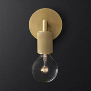 DecorBites™ minimalist bronze wall sconce with brass finish, textured stem, and clear glass shade light bulb