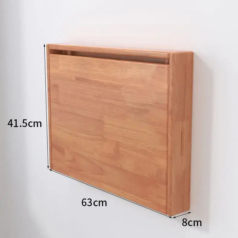 A sleek light brown wooden wall-mounted foldable decorbites compact corner desk with minimalist design and clean lines