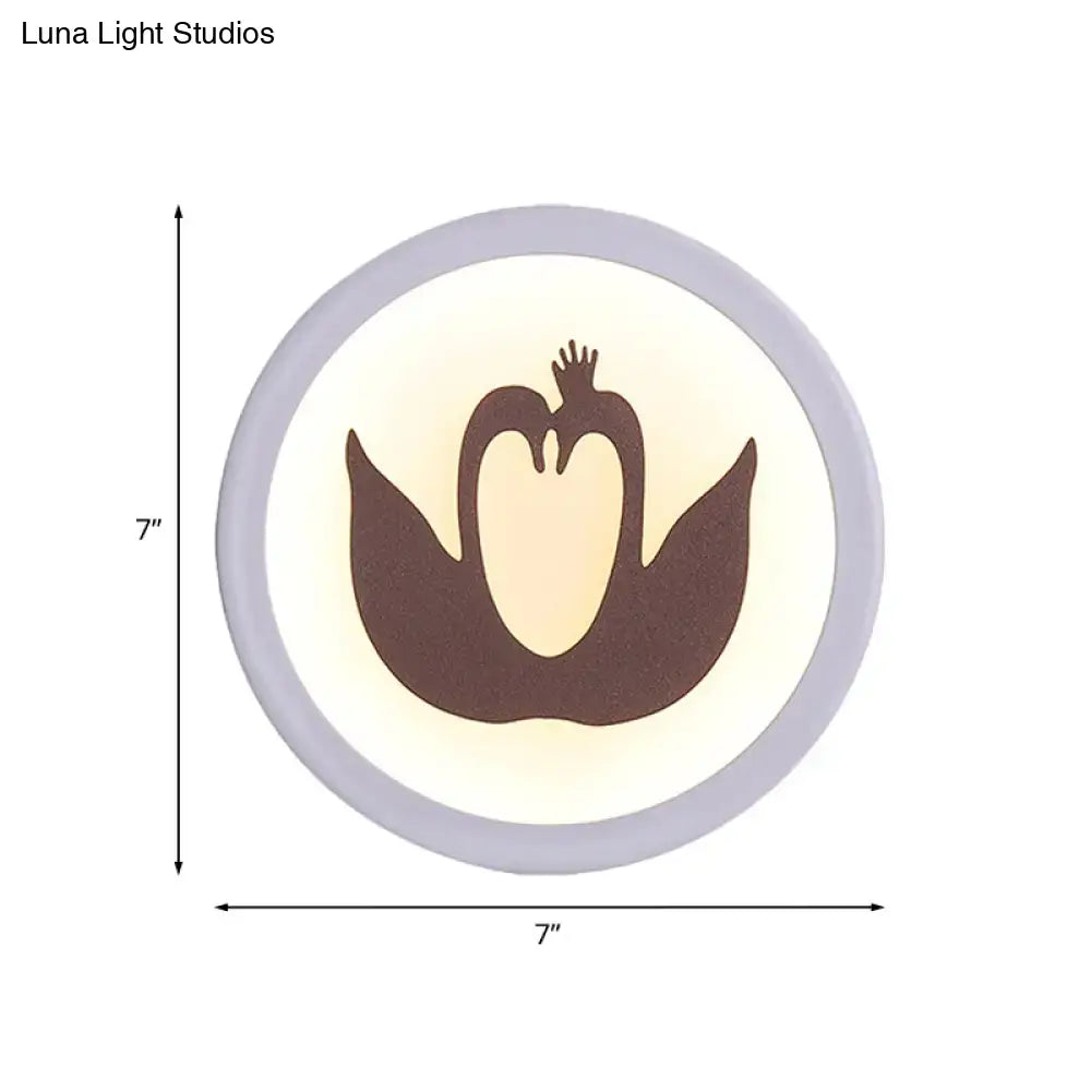 Minimalist brown and cream swan wall light 7 inch fixture with gray frame and warm glow for bedroom lighting