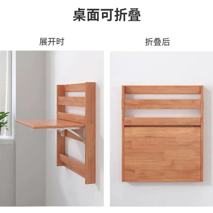 Minimalist brown wooden decorbites corner computer desk folding table with slatted back and metal hinge mechanism