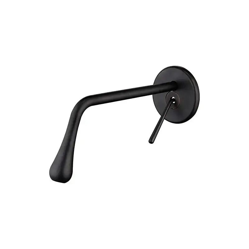 Black matte wall-mounted basin faucet with sleek curved spout minimalist design decorbites brushed gold inspired