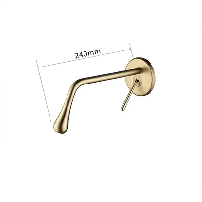 Minimalist brushed gold basin faucet wall mounted tap with a sleek 240mm design by decorbites brushed gold