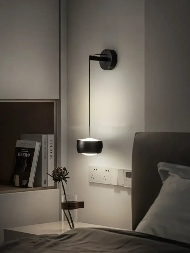 Black minimalist wall lamp with sleek matte finish and modern design ideal for bedroom reading light decorbites copper adjustable