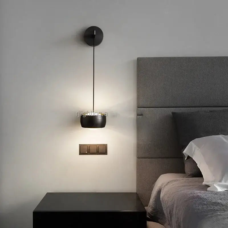 Minimalist brushed gold and matte black wall lamp with black matte finish and sleek design for bedroom reading light decorbites copper adjustable style